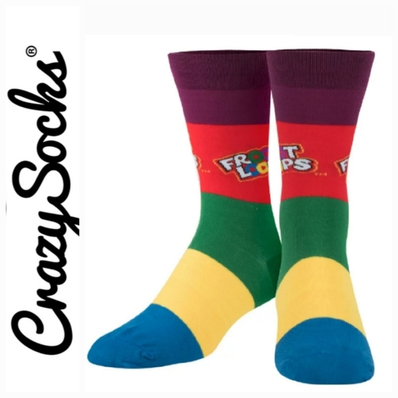 Crazy Socks Froot Loops Unisex Novelty Crew Socks - Picture 1 of 8